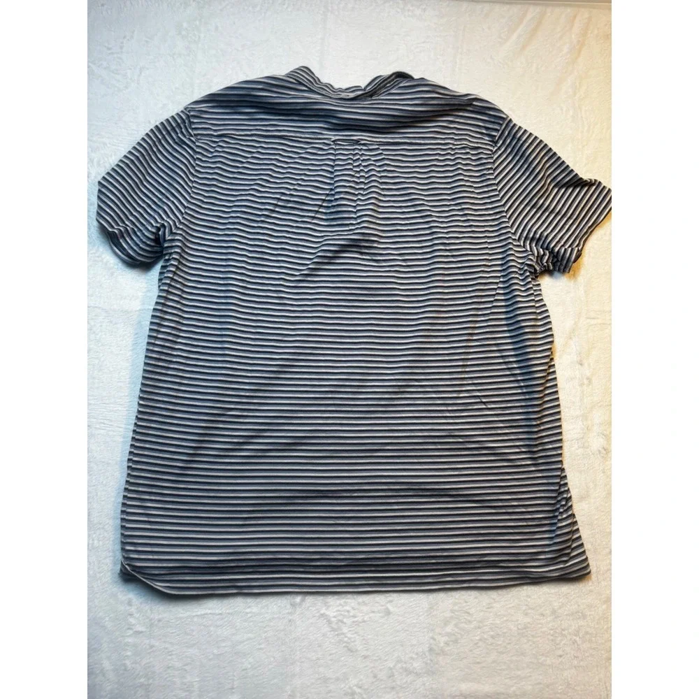 Vintage Ralph Lauren Polo Mens XL Striped Pocket Blue‎ White Button Short Sleeve
